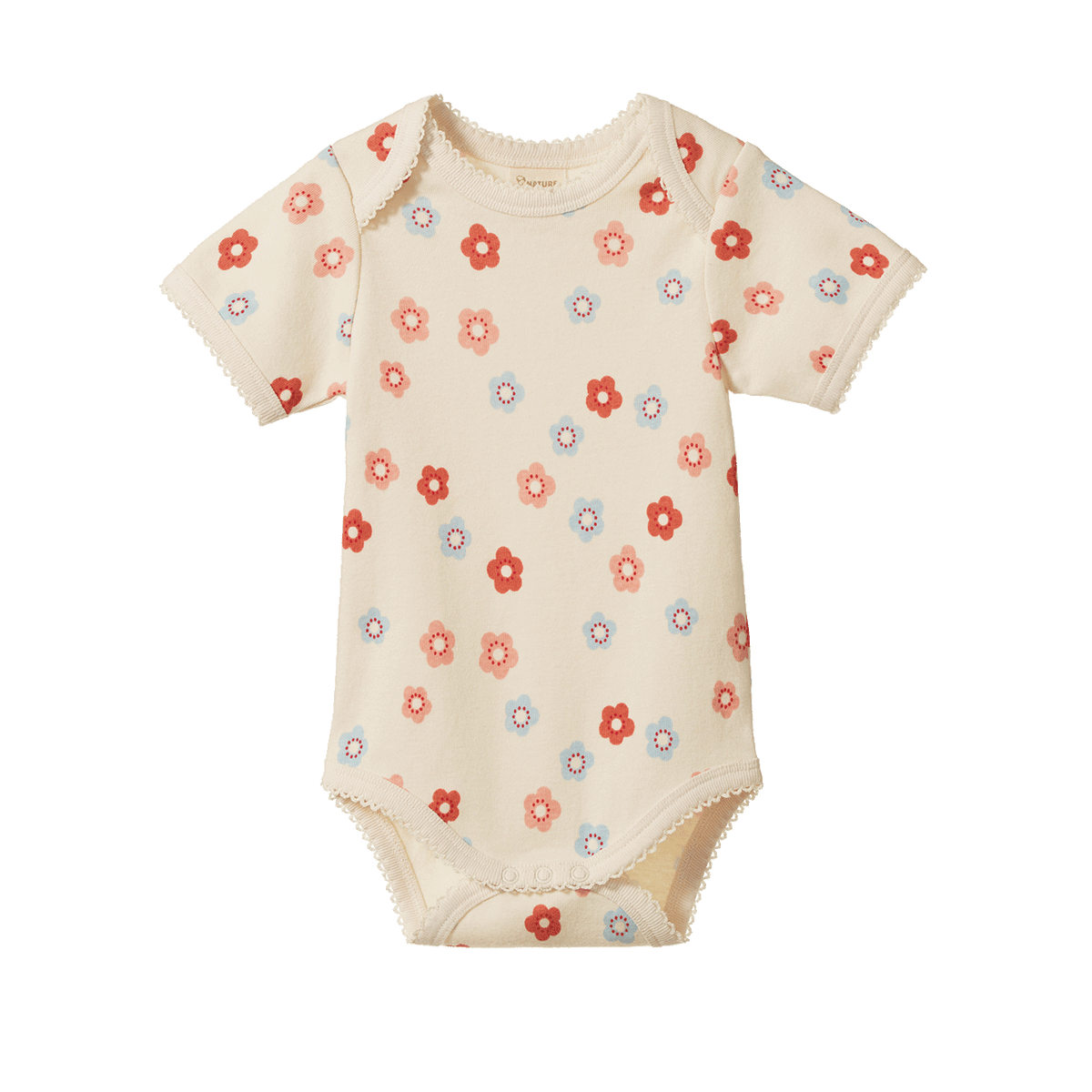Nature Baby SHORT SLEEVE BODYSUIT Petite Flora Stamp Print