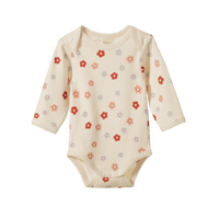 Nature Baby SHORT SLEEVE BODYSUIT Petite Flora Stamp Print