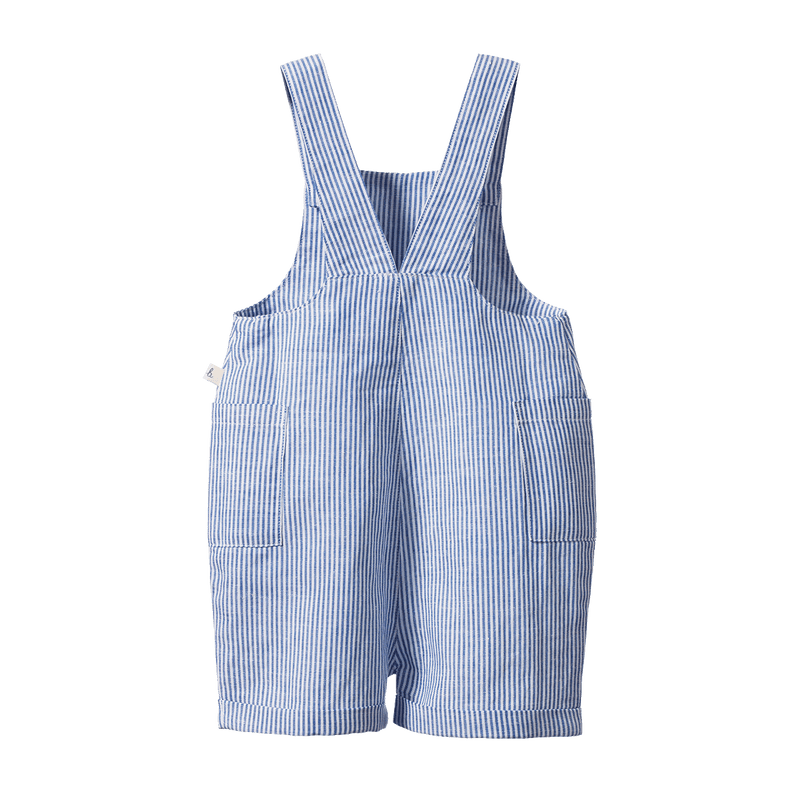 Nature Baby Tucker Shortie Overall Linen Blue Stripe