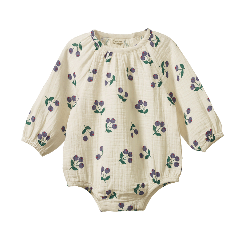 Nature Baby Meadow Bodysuit Winter Berry Natural Print