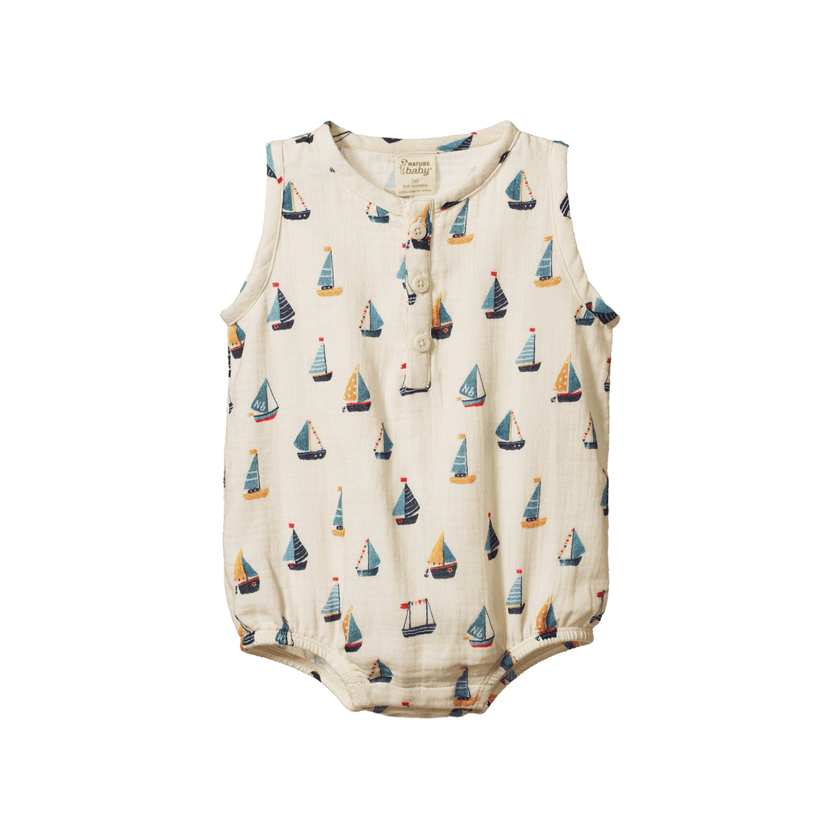 Nature Baby Cedar Suit Muslin Regatta Print