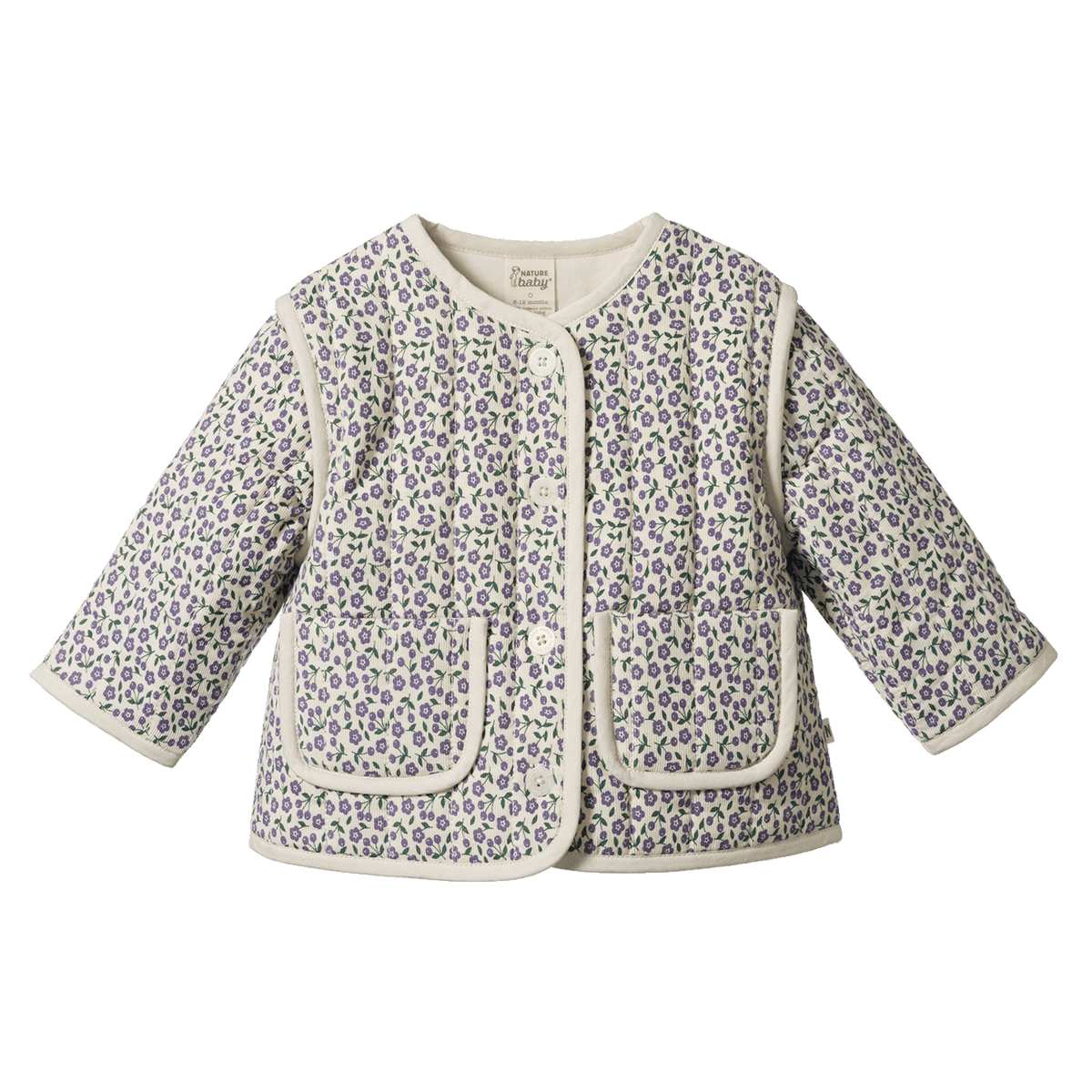 Nature Baby Edith Quilted Jacket Briarwood Heron Print