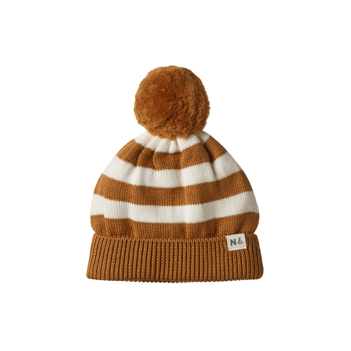 Nature Baby ALPINE POM POM BEANIE Toffee Stripe
