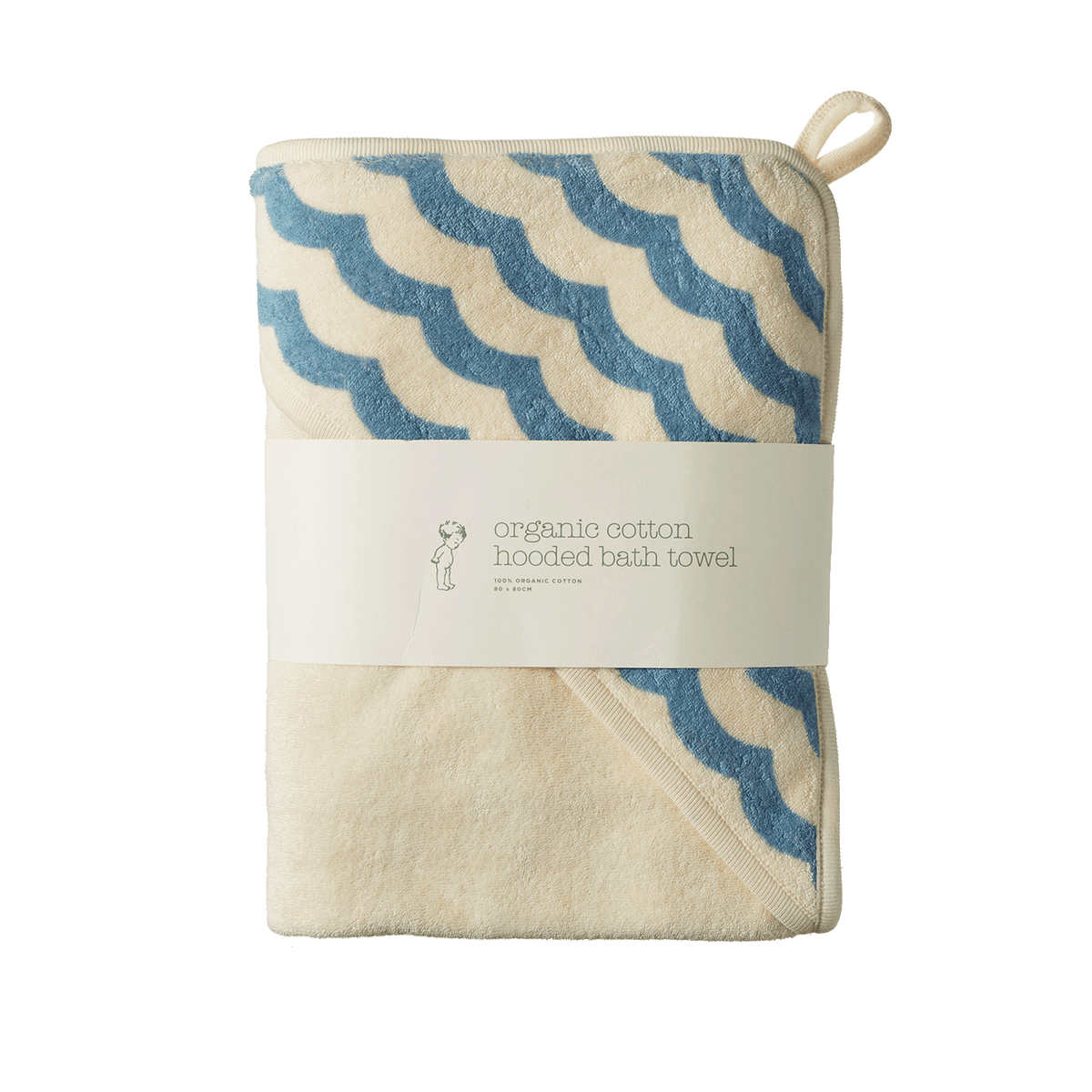 Nature Baby ORG COTTON HOODED TOWEL Waves Print