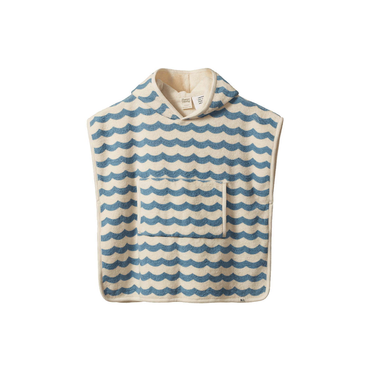 Nature Baby ORGANIC COTTON PONCHO TOWEL Waves Print
