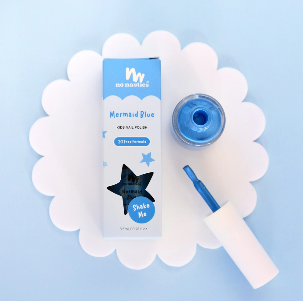 No Nasties Mermaid Blue Water-Based Nail Polish For Kids - 8.5ml