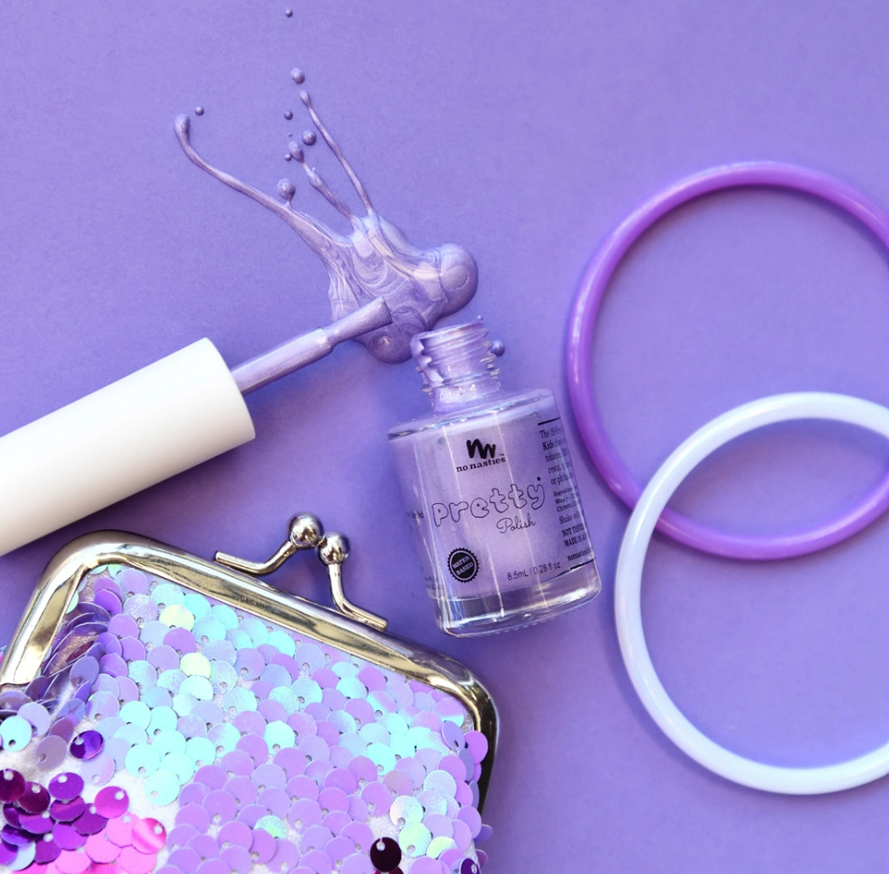 No Nasties Poppy Purple Water-Based, Scratch Off Nail Polish For Kids