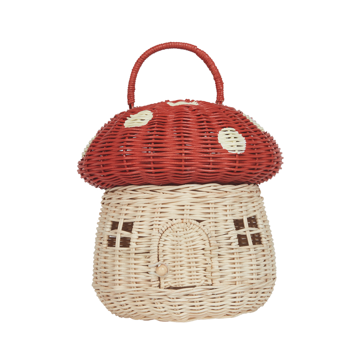 Olli Ella Rattan Mushroom Basket - Red