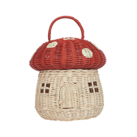 Olli Ella Rattan Mushroom Basket - Red