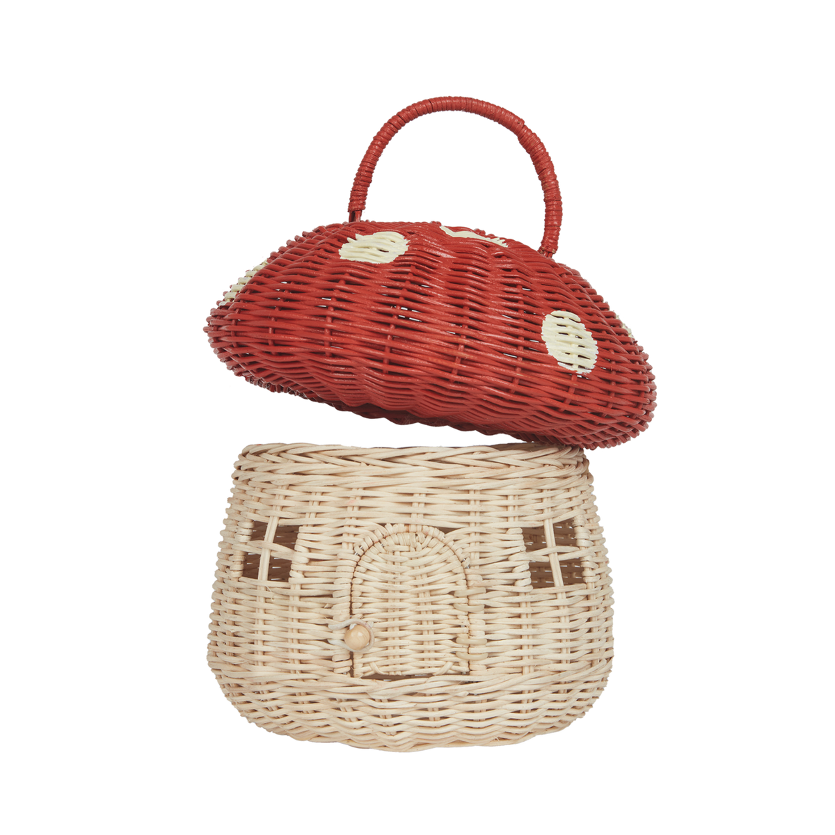 Olli Ella Rattan Mushroom Basket - Red