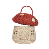 Olli Ella Rattan Mushroom Basket - Red