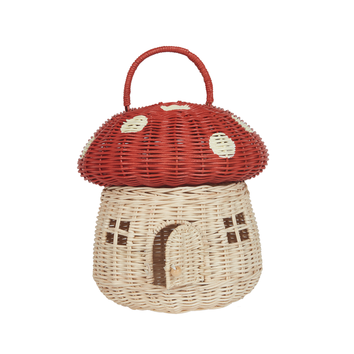 Olli Ella Rattan Mushroom Basket - Red