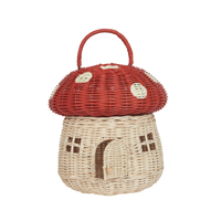 Olli Ella Rattan Mushroom Basket - Red
