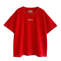 Olle Contrast Stitch Short Sleeve Tee Flame Red