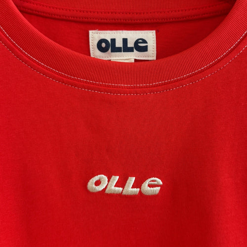 Olle Contrast Stitch Short Sleeve Tee Flame Red