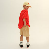 Olle Contrast Stitch Short Sleeve Tee Flame Red