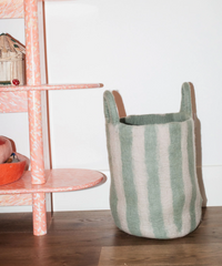 Phile Toy Basket in Green Stripe - Large