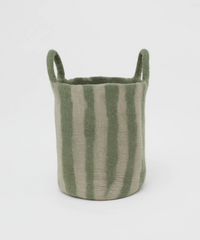Phile Toy Basket in Green Stripe - Large
