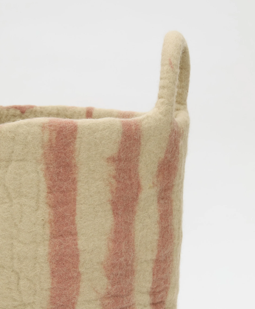 Phile Toy Basket in Pink Stripe - Large