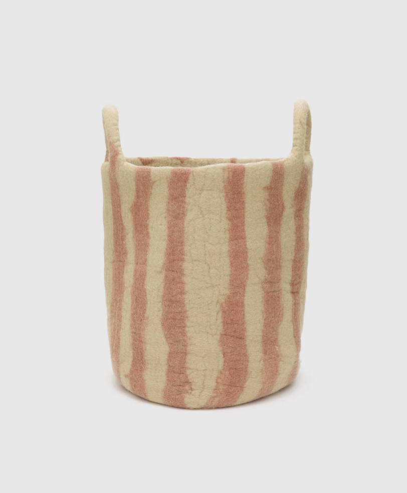 Phile Toy Basket in Pink Stripe - Large