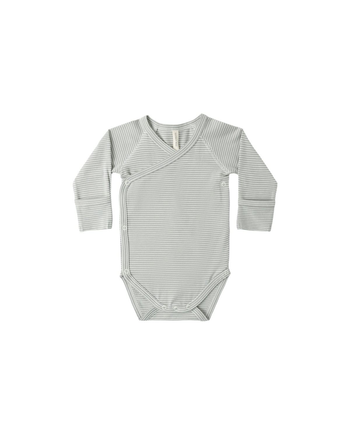 Quincy Mae Side Snap Bodysuit - Sage Micro Stripe