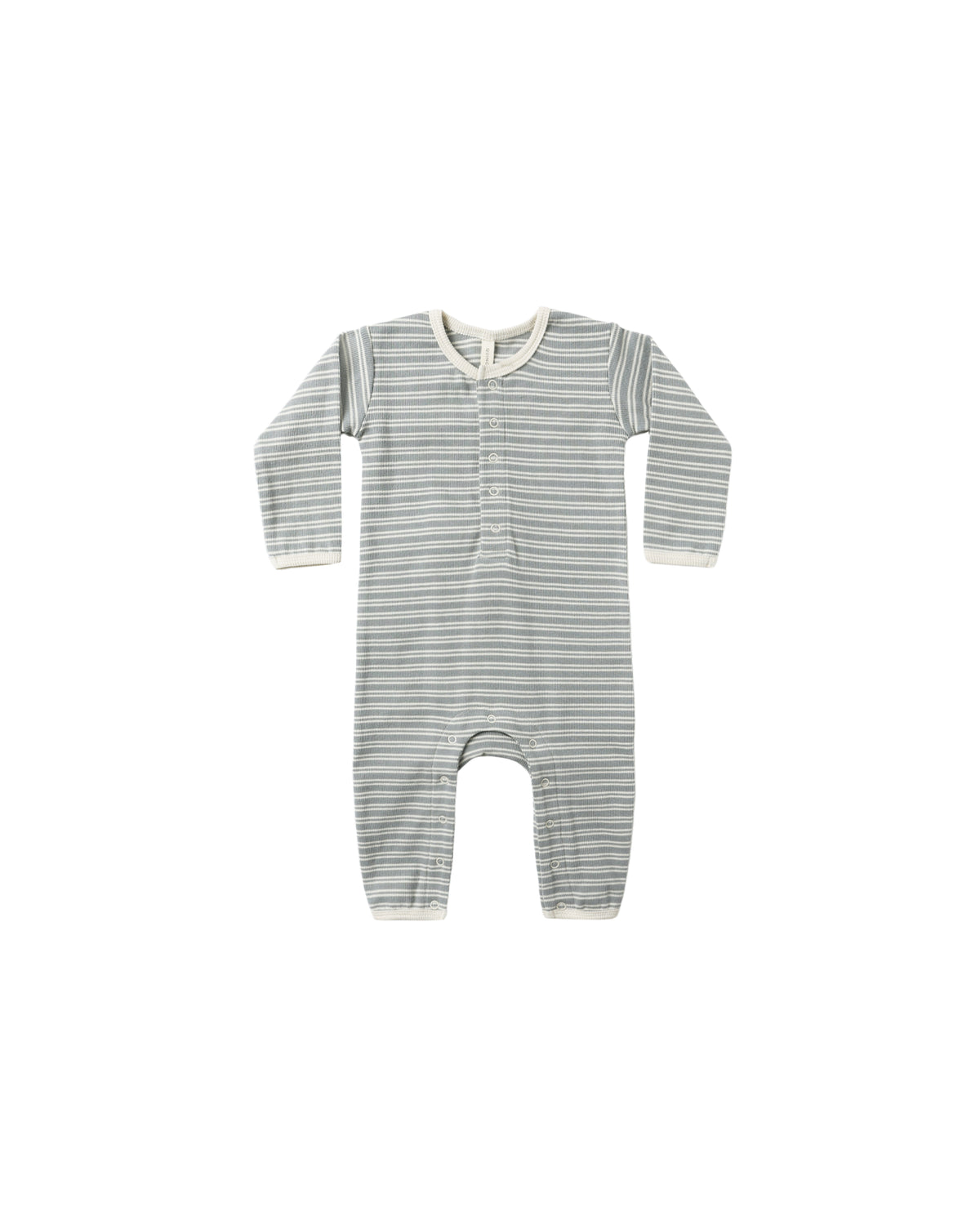 Quincy Mae RIBBED BABY JUMPSUIT || STEEL BLUE MICRO STRIPE