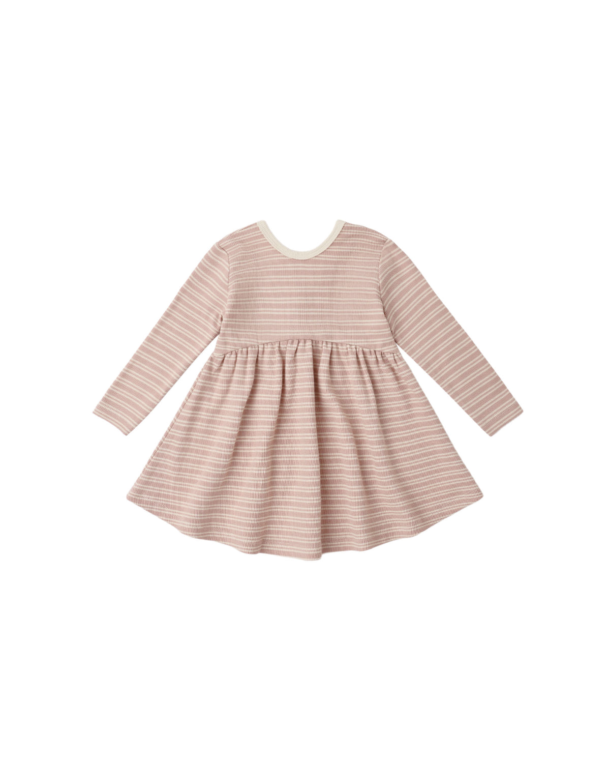 Quincy Mae RIBBED LONG SLEEVE DRESS DUSTY ROSE MICROSTRIPE
