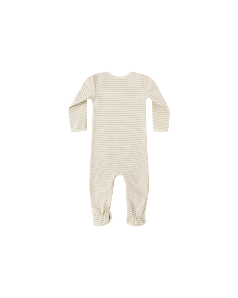 Quincy Mae Baby Footie Oat Micro Stripe