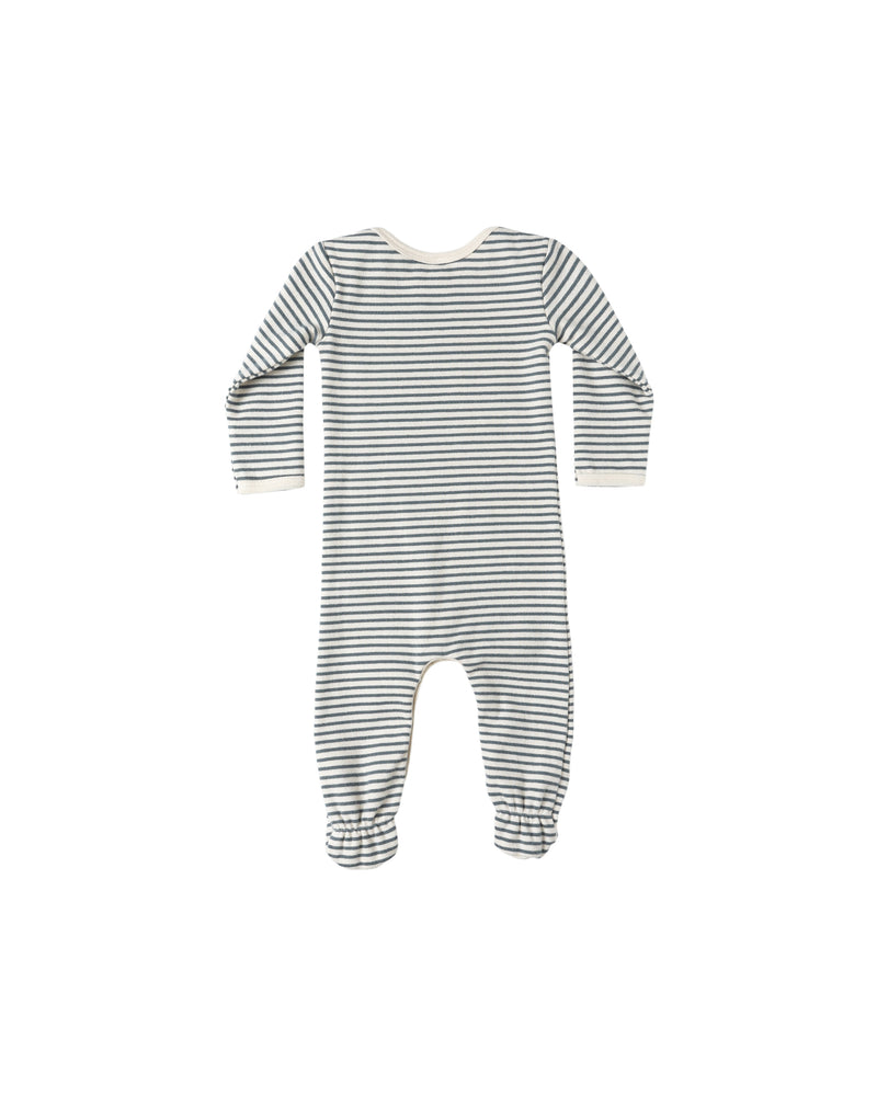 Quincy Mae Baby Footie Ocean Micro Stripe