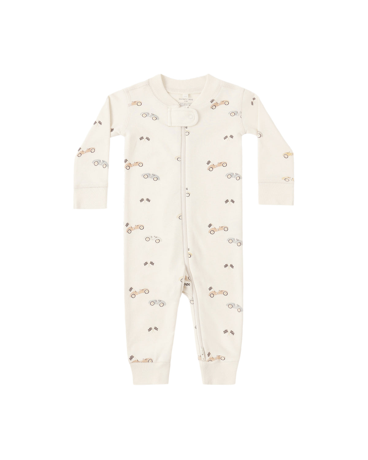 Quincy Mae Zip Long Sleeve Sleeper - Race Car - NATURAL