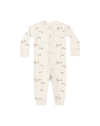 Quincy Mae Zip Long Sleeve Sleeper - Race Car - NATURAL