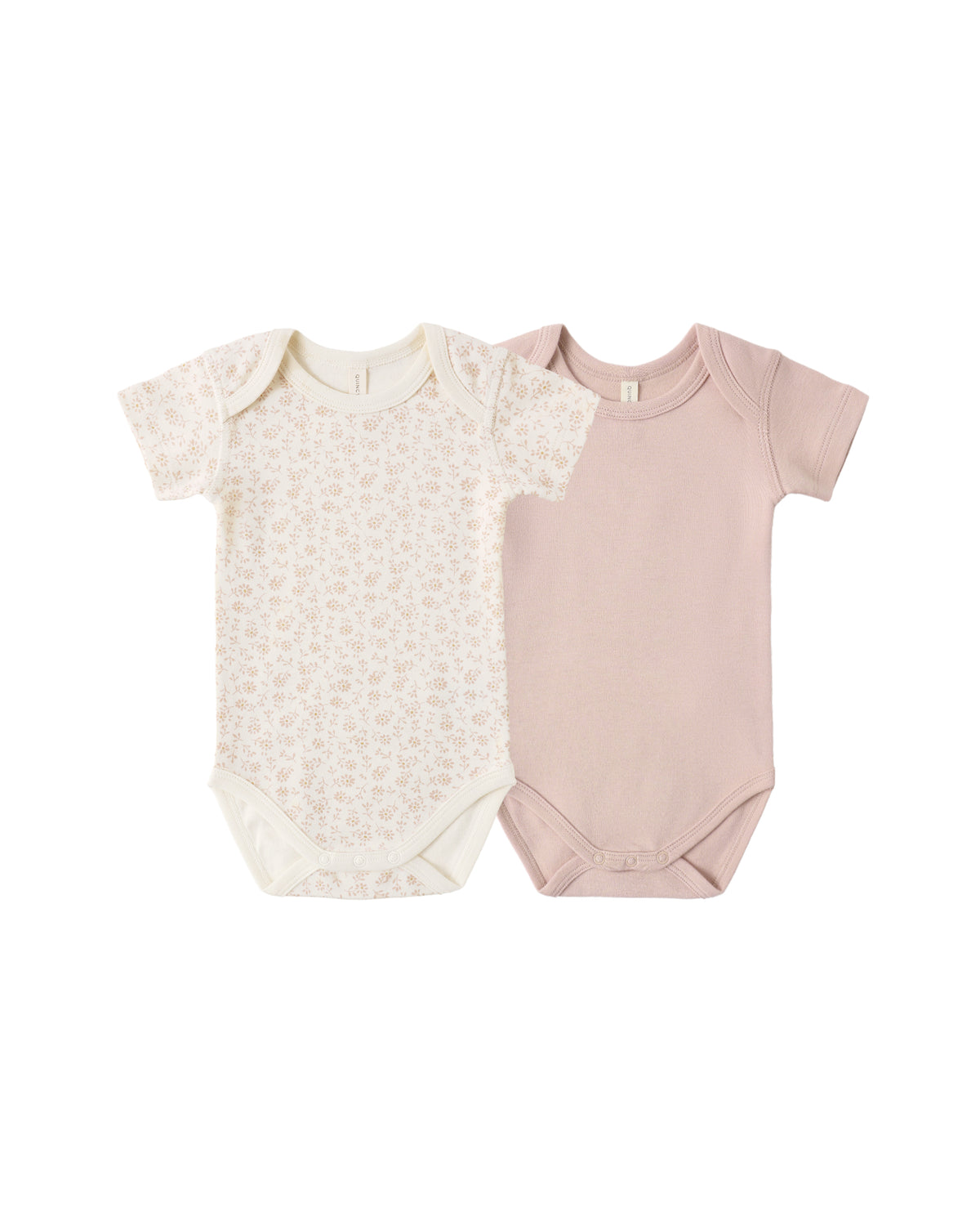 Quincy Mae Short Sleeve Body suit Pack - Ditsy, Blush