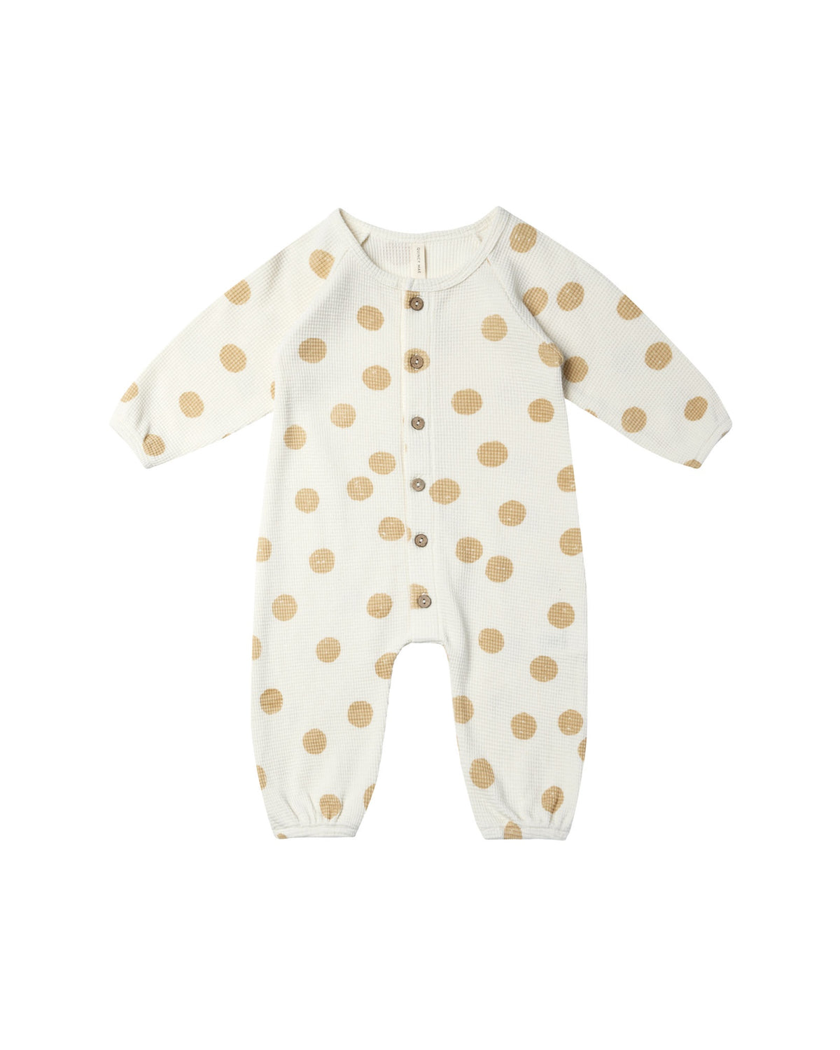 Quincy Mae Long Sleeve Waffle Jumpsuit Dots Butter