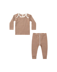 Quincy Mae RIBBED TEE + LEGGING SET || CEDAR MICRO STRIPE
