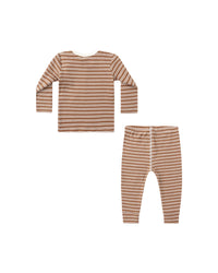 Quincy Mae RIBBED TEE + LEGGING SET || CEDAR MICRO STRIPE