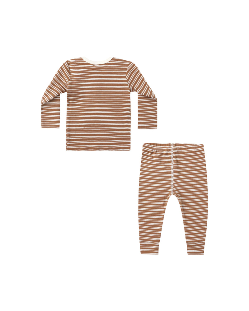 Quincy Mae RIBBED TEE + LEGGING SET || CEDAR MICRO STRIPE