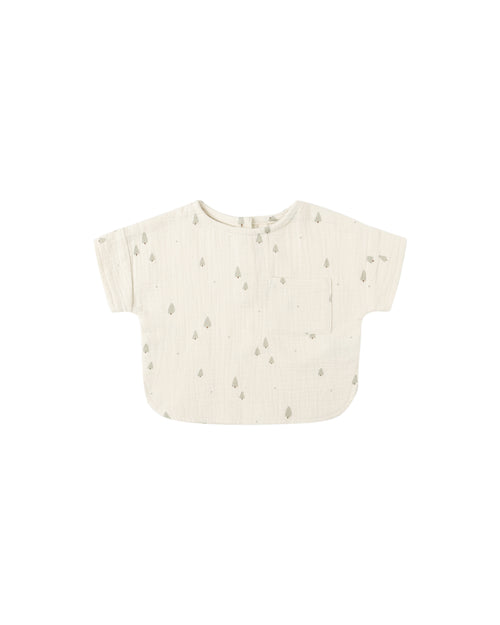 Quincy Mae WOVEN BOXY TOP || TREES
