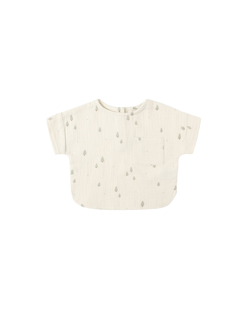 Quincy Mae WOVEN BOXY TOP || TREES
