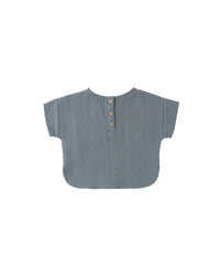 Quincy Mae Woven Boxy Top - Ocean