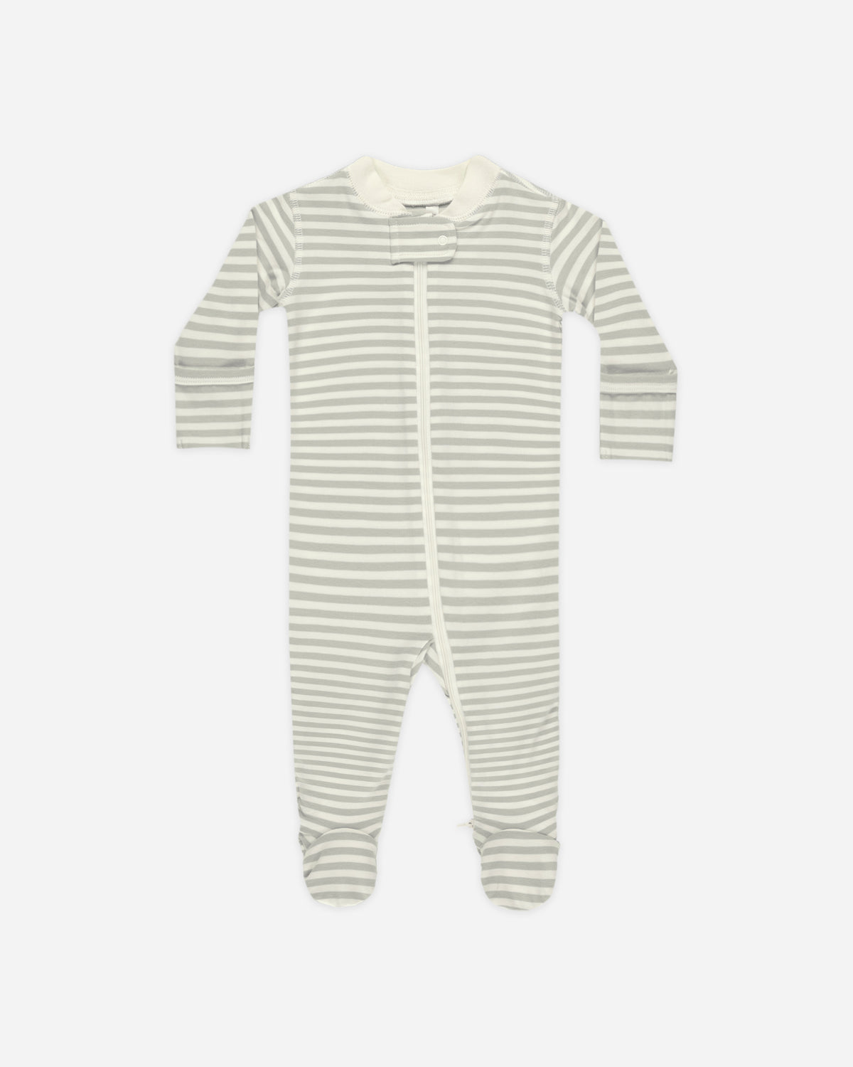 Quincy Mae Zip Long Sleeve Sleeper Footie Sage Stripe