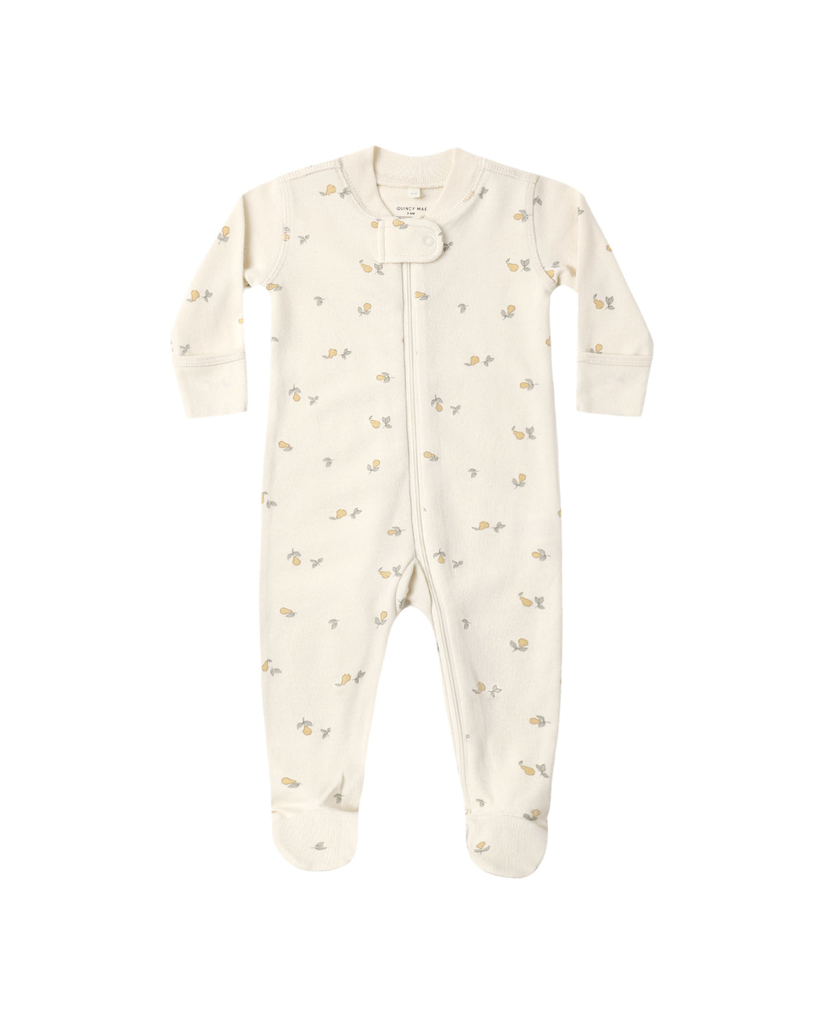 Quincy Mae ZIP LONG SLEEVE SLEEPER FOOTIE PEARS - NATURAL