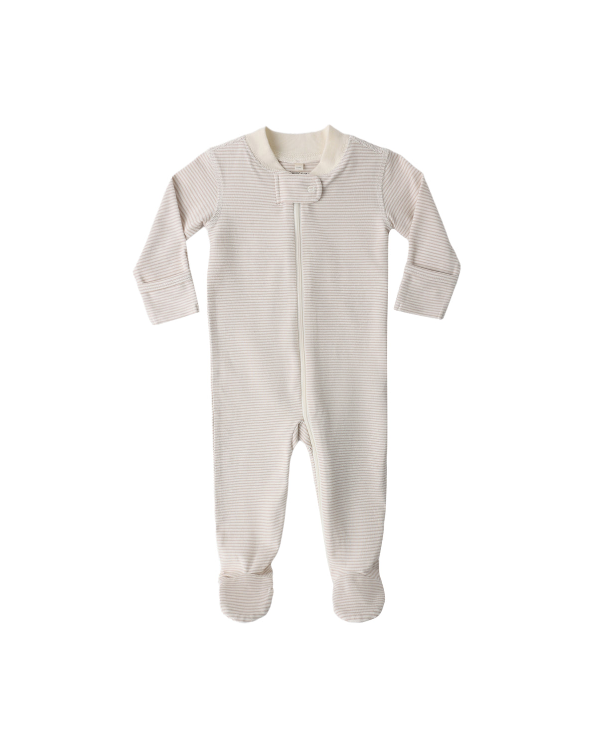 Quincy Mae Zip Long Sleeve Sleeper Footie - Oat Micro Stripe