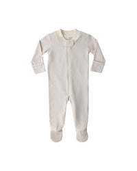 Quincy Mae Zip Long Sleeve Sleeper Footie - Oat Micro Stripe