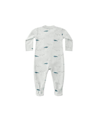 Quincy Mae Zip Long Sleeve Zipper Footie - Narwhals - Blue
