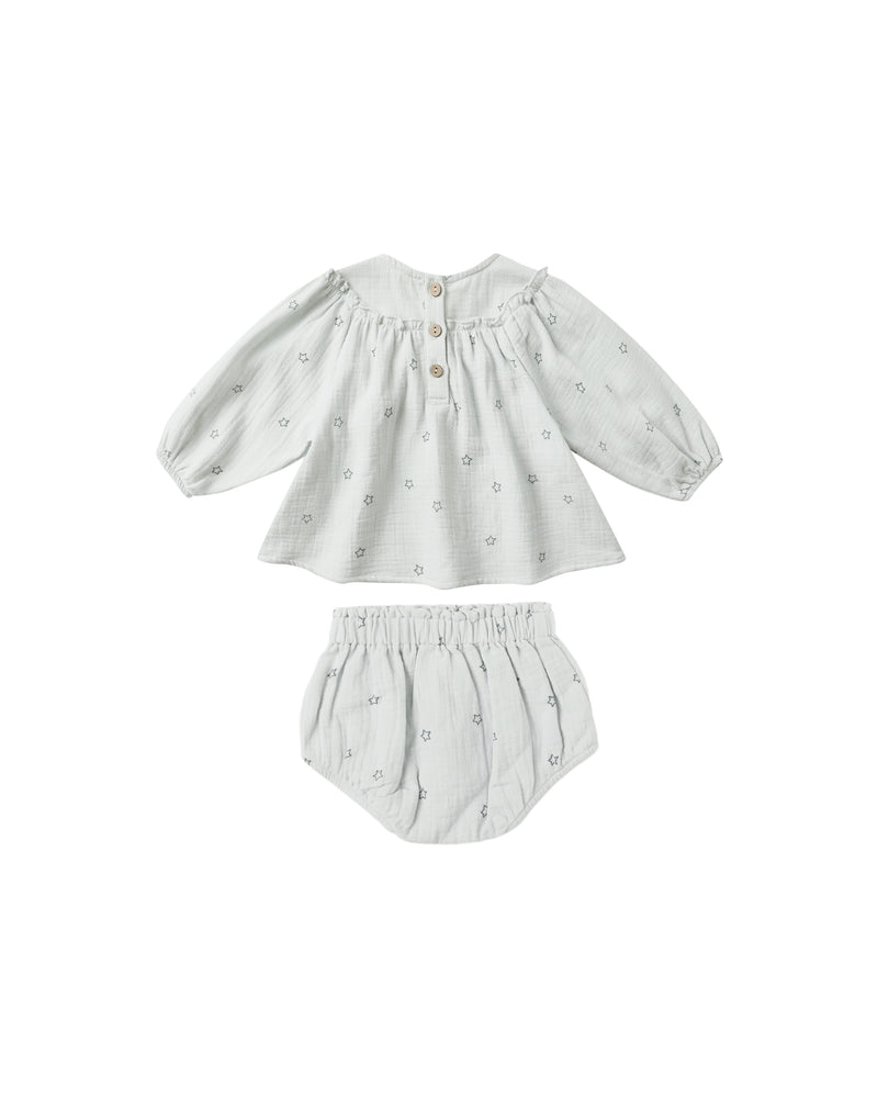 Quincy Mae Mia Top and Bloomer Set Twinkle Blue
