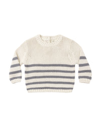Quincy Mae REX SWEATER SLATE STRIPE