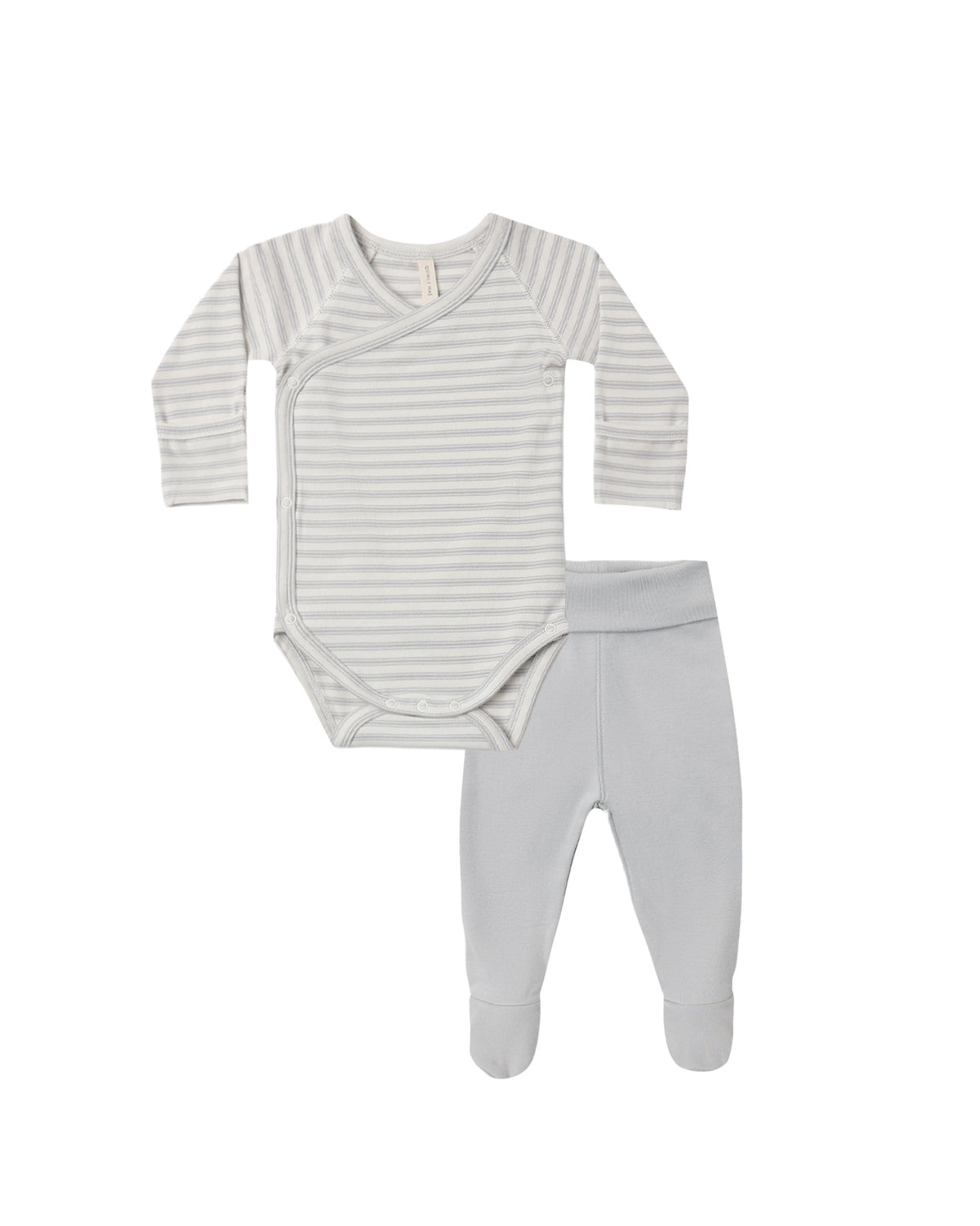 Quincy Mae SIDE SNAP BODYSUIT + PANT SET CLOUD STRIPE