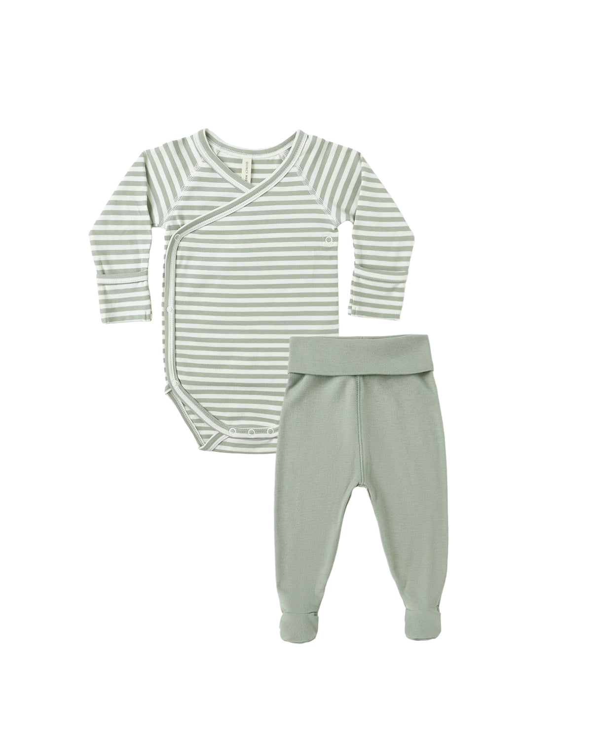 Quincy Mae SIDE SNAP BODYSUIT + PANT SET || FERN STRIPE