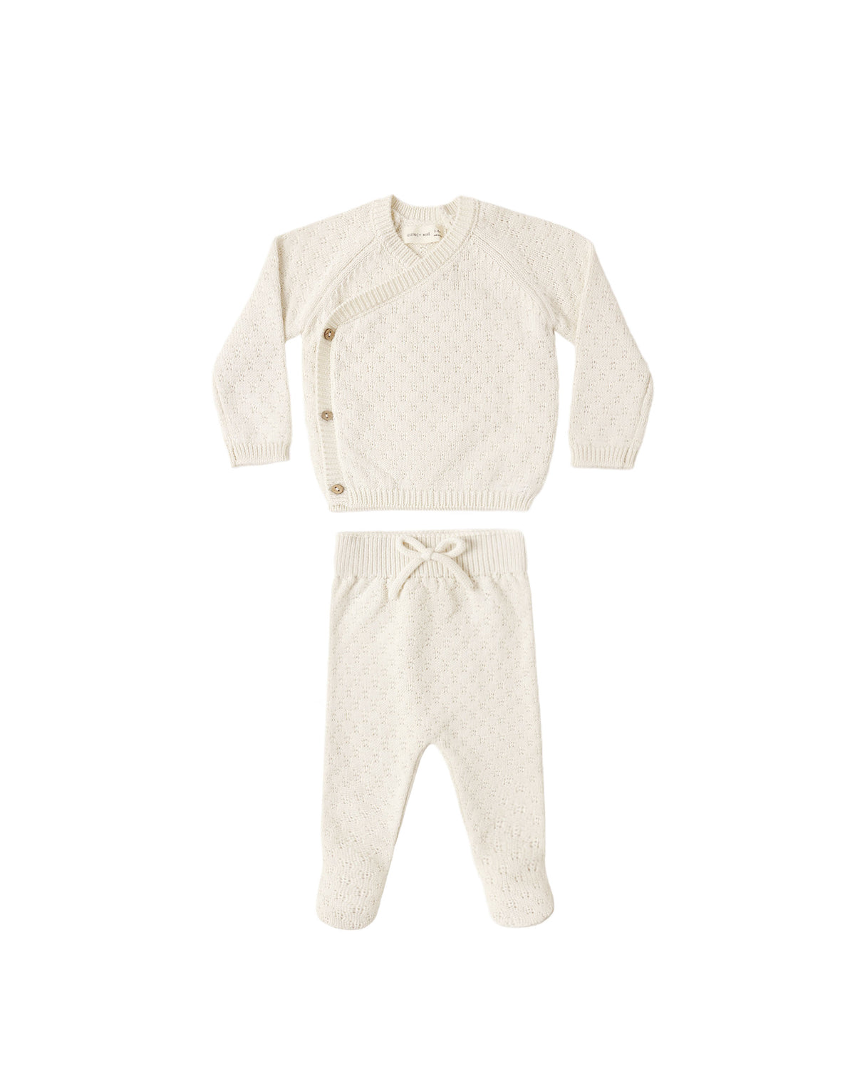 Quincy Mae KNIT WRAP TOP + PANT SET NATURAL