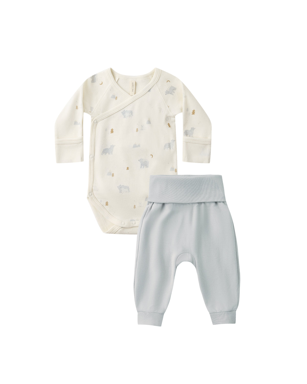 Quincy Mae Side Snap Bodysuit - Polar Bears - Blue